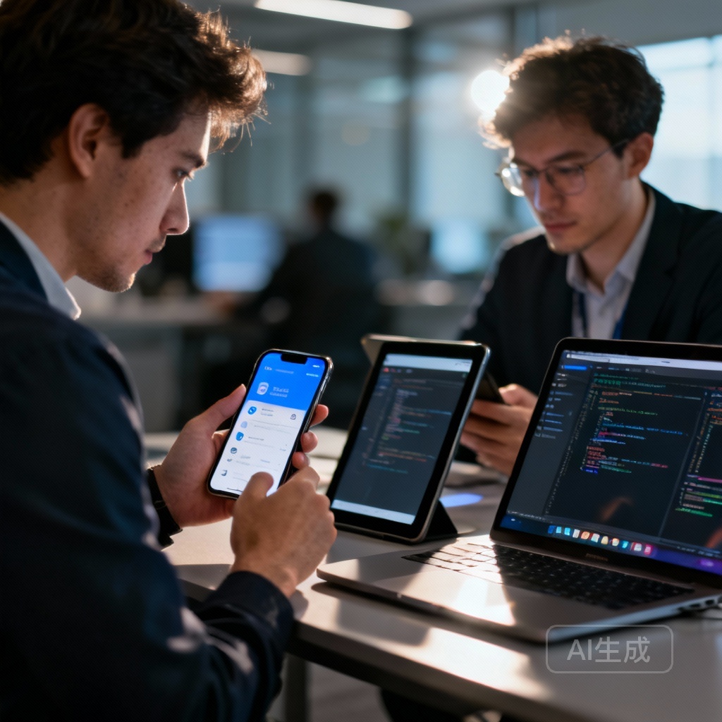 开发人员正在进行多设备测试